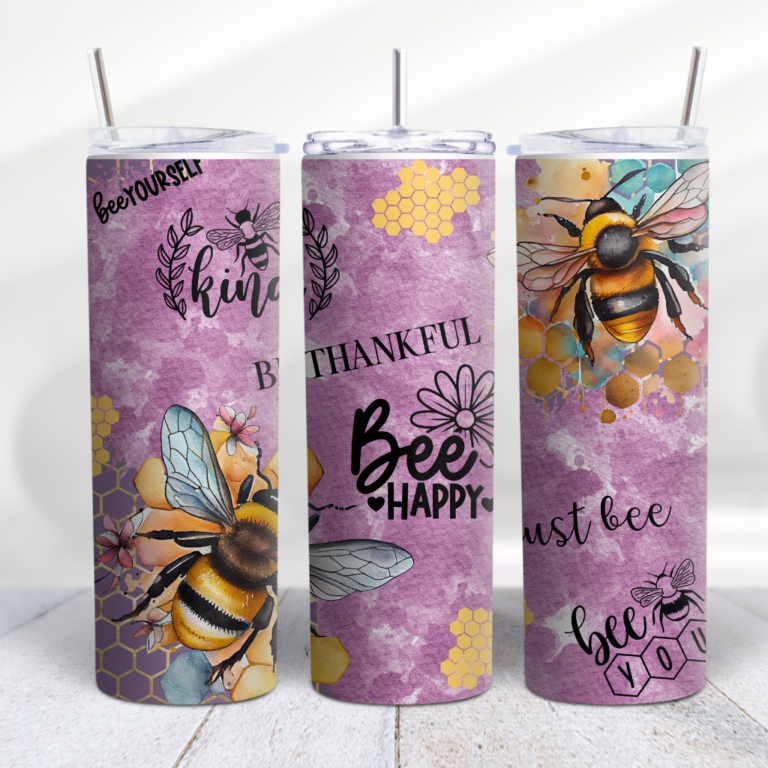 Bee Happy Bee Kind Tumbler Wrap Design Digeals