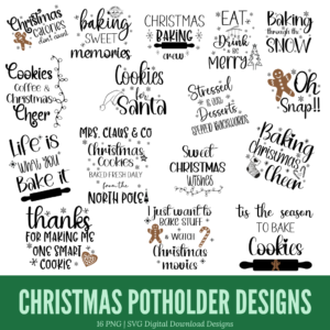 Christmas Potholder PNG SVG Digital Download Designs - www.Digeals.com