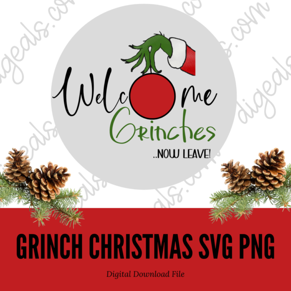 Welcome Grinches Door Sign SVG Digeals.com