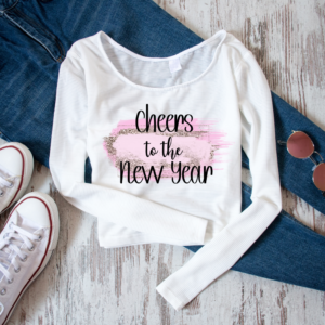 Cheers New Years Pink Background Sublimation www.Digeals.com