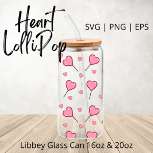 Heart Lollipop valentine Libbey Glass Design SVG Digital Download www.Digeals.com