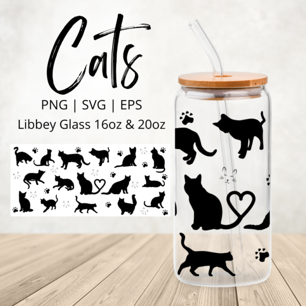 Cat Libbey Glass Design Digital Download SVG PNG EPS File www.digeals.com