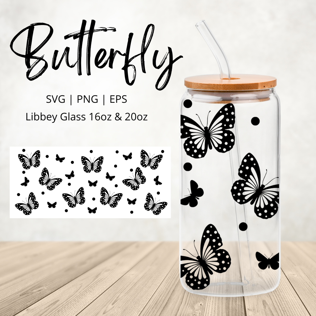 Butterfly Libbey Glass SVG Digital Download SVG PNG EPS www.Digeals.com