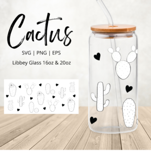 Cactus Libbey Glass Wrap Design Digital Download ww