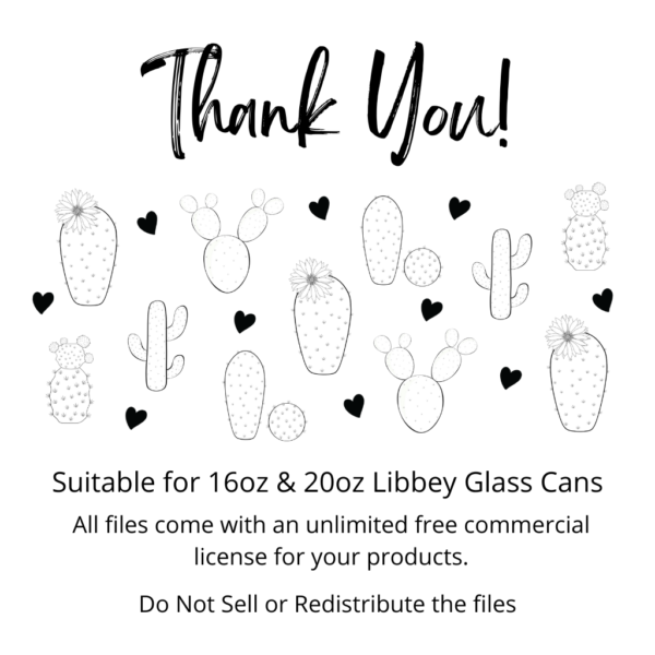 Cactus Libbey Glass Wrap Design Digital Download