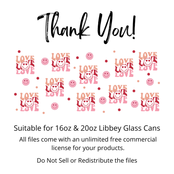 Groovy Love Libbey Glass SVG Design digital download Thank you page