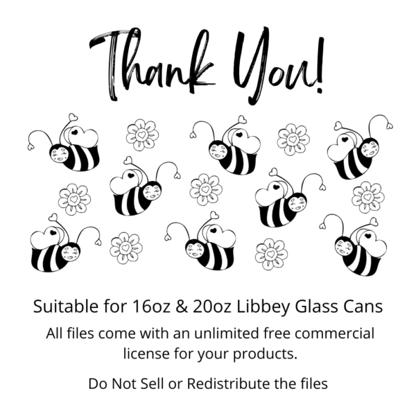 Honey Bee Boho Flower Libbey Glass Design Thank you Page