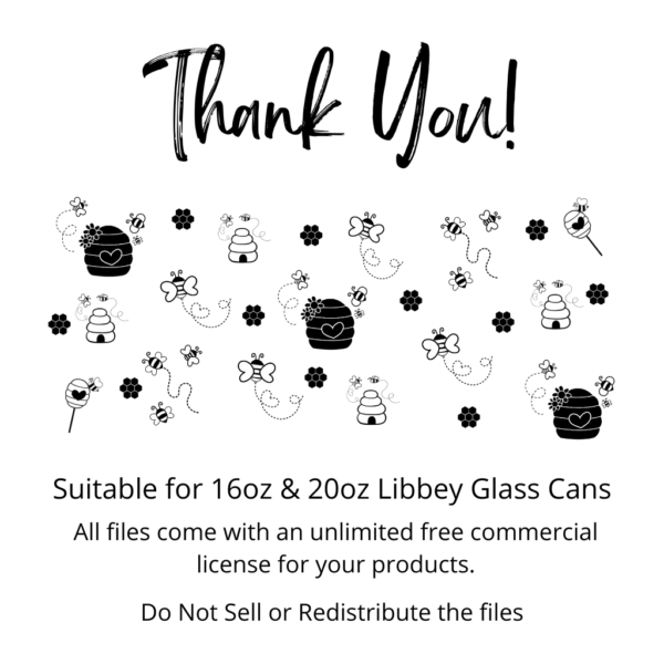 Honeybee Libbey Glass SVG Instant Digital Download