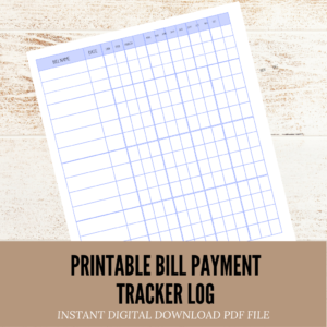 Printable Bill Payment Tracker Log, Paying Bills Checklist - Monthly Entire Year Tracking, Yearly - Instant Download