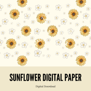 Sunflower White Flower Digital Paper 12x12 Web Image