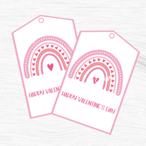 Valentine Rainbow Heart gift tag digital download