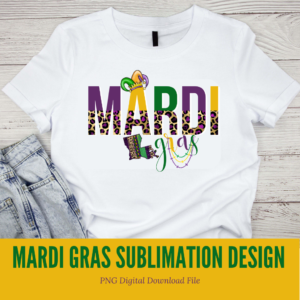 Mardi Gras Leopard PNG Sublimation Design Digeals.com