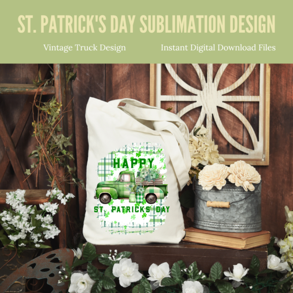 Happy St. Patrick's Day Shamrock Vintage Truck Png