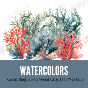 Watercolor Coral Ocean Clip Art PNG Digital Download