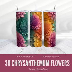 3D Chrysanthemum Flower Tumbler Wrap Digital Download - Digeals.com