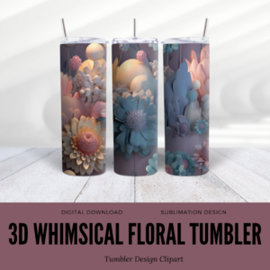 3D Whimsical Floral Tumbler Clipart Web Image Digeals.com