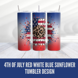 4th of july red white blue sunflower leopard tumbler wrap design - digeals.com