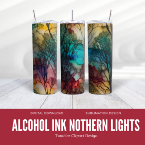 Alcohol Ink Northern Lights Tumbler Wrap Clipart Design - Digeals.com
