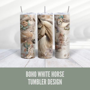 Boho White Horse Tumbler Wrap Digeals.com