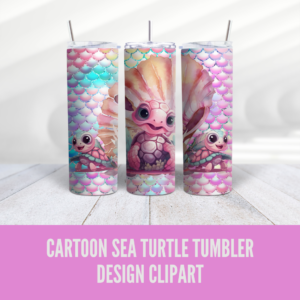 Cartoon Sea Turtle Tumbler Wrap Design Digital Download - Digeals.com