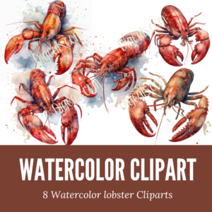 Lobster Watercolor Clipart Digital Download - Digeals.com