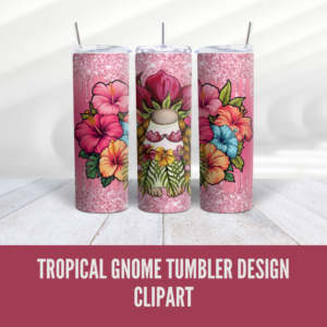Tropical Gnome Tumbler Wrap Design Digital Download - Digeals.com