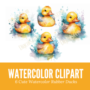 Watercolor Rubber Duck Bundle Clipart Digital Downloads.com Digeals.com