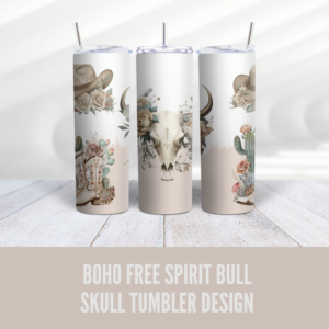 Boho Free Spirit Bull Skill Tumbler Wrap Design - Digeals.com
