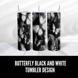 Butterfly Black And White Tumbler Design - Digeals.com
