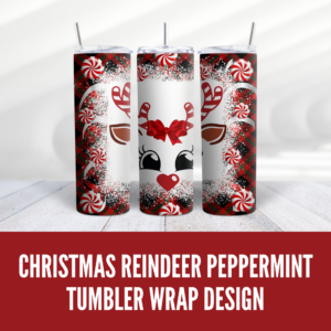Christmas Reindeer Peppermint Tumbler Wrap Design - Digeals.com