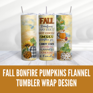Fall Bonfire Pumpkins Flannel Tumbler Wrap Design Digeals.com