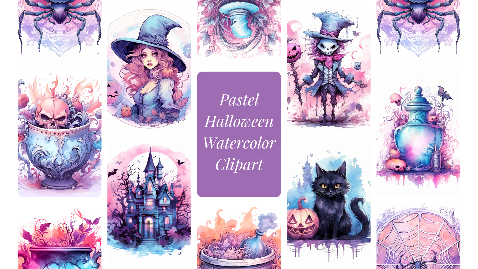 Halloween Vibes: Upgrade Your Designs with Enchanting Pastel Halloween Clipart Delights!