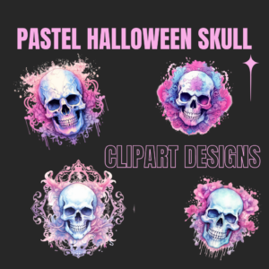 Pastel Halloween Skull Clipart Digeals.com