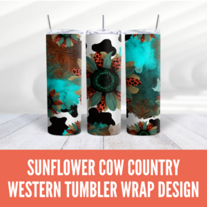 Sunflower Cow Country Western Tumbler Wrap Design -Digeals.com