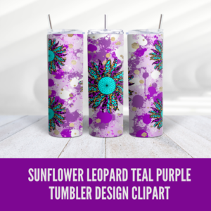 Sunflower Teal Leopard Tumbler Wrap Design - Digeals.com