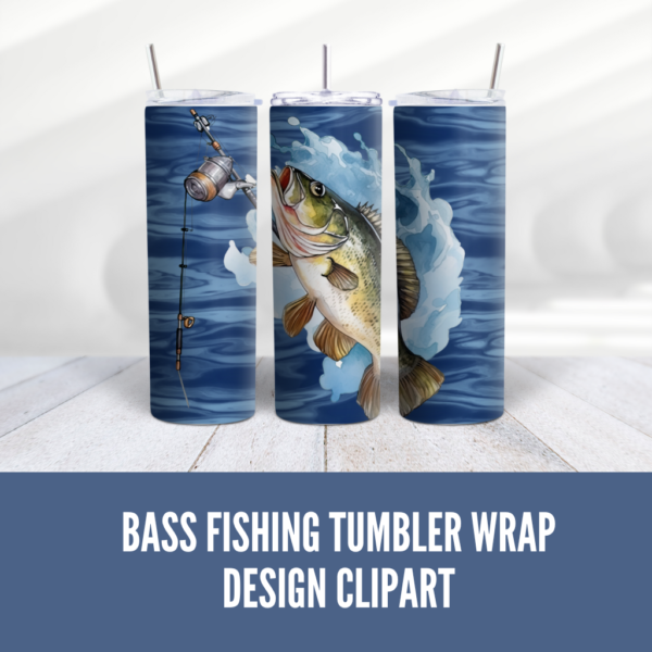 Watercolor Bass Fish Tumbler Wrap Design - Digeals.com