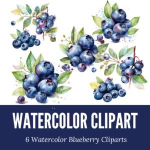 Watercolor Blueberry Clipart Designs Digital Download www.Digeals.com