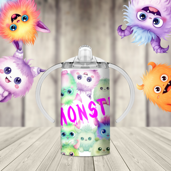 Cute Little Monster Sippy Cup Tumbler Wrap Design Digital Download - Digeals.com