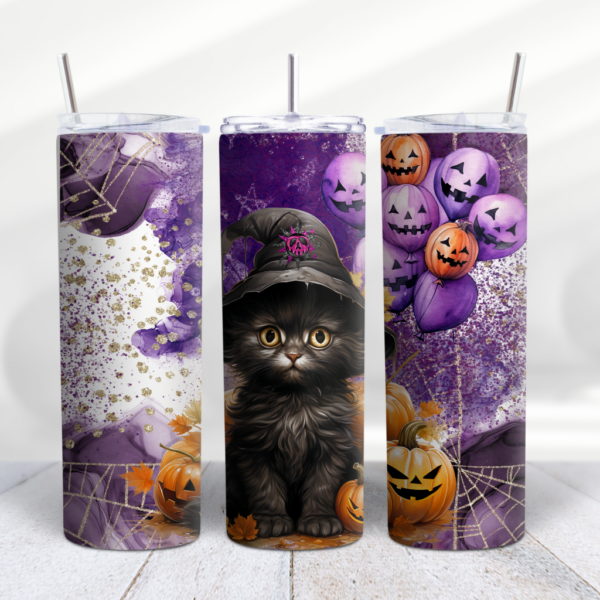 Halloween Black Cat Jack O Lantern Tumbler Wrap Design - Digeals.com