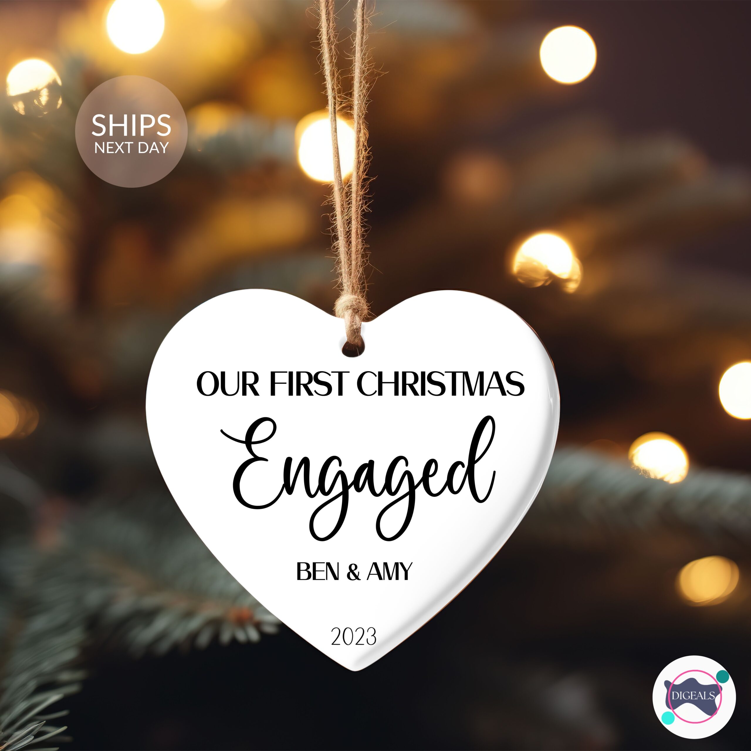 First Christmas Engaged Heart Ornament Digeals.com
