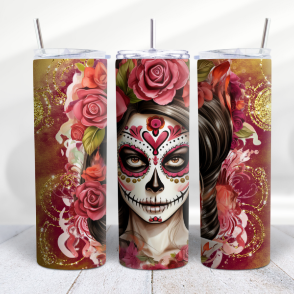 Halloween Sugar Skull Women Tumbler Wrap Design Digeals.com
