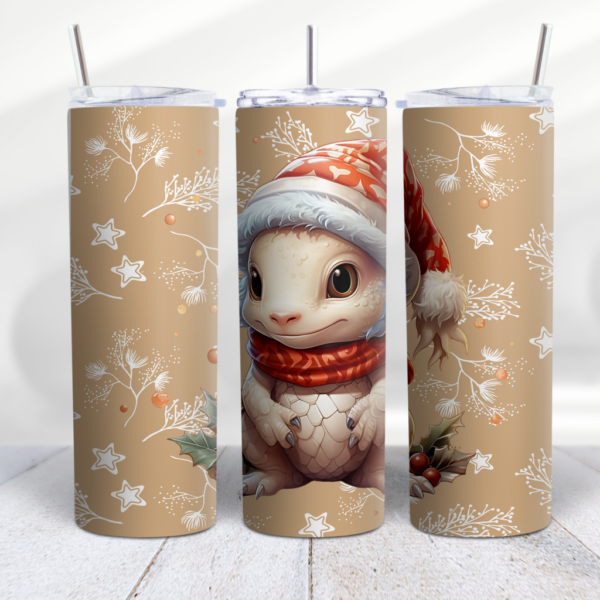 Axolotl Christmas Beige Snowflake Star Tumbler Wrap Design Digeals.com