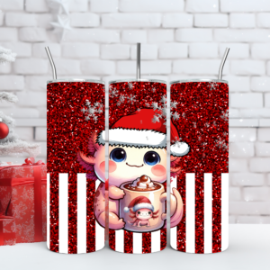 Axolotl Christmas Hot Cocoa Snowflake Star Tumbler Wrap Design Image Digeals.com