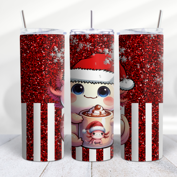Axolotl Christmas Hot Cocoa Snowflake Star Tumbler Wrap Design Digeals.com