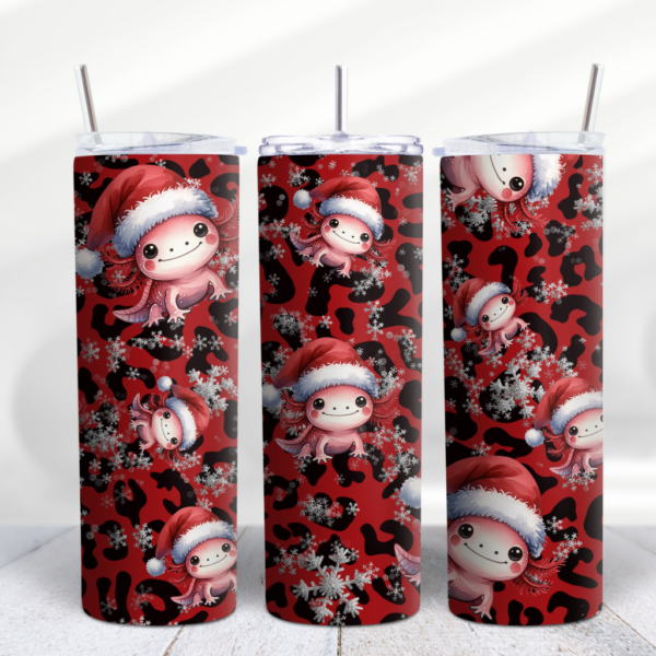 Axolotls Christmas Red Black Snowflake Tumbler Wrap Design Digeals.com