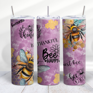 Bee Happy Bee Kind Tumbler Wrap Design Digeals.com