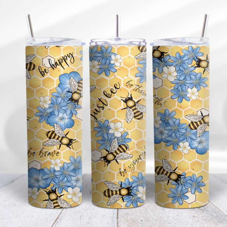 Bee Honeycomb Flower Tumbler Wrap Design - Digeals