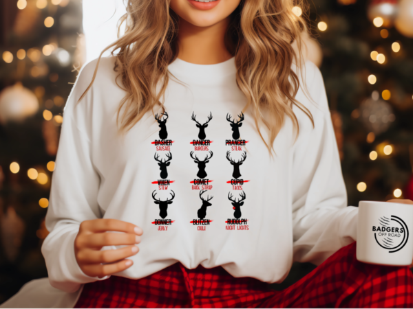 Santas Reindeer Cuts of Meat Sweatshirt Girl Image Digeals.com