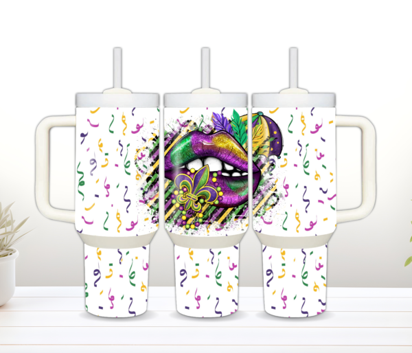 Mardi Gras 40 oz Lips tumbler wrap Design Digeals.com