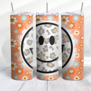 Retro Smiley Face Flower Tumbler Wrap Design Digeals.com